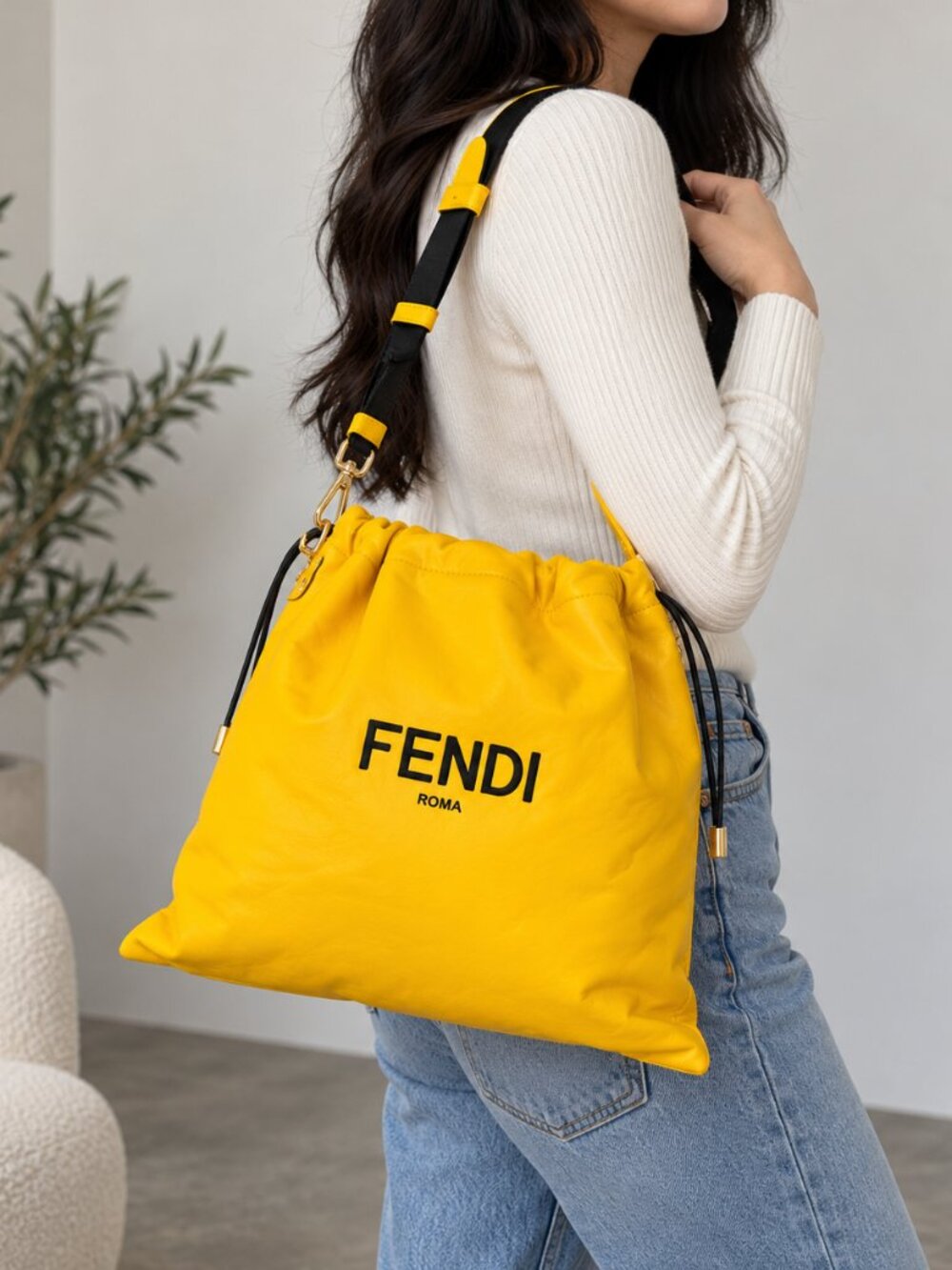 FENDI Roma Slim Clutch Drawstring Bag - Picture 12 of 12